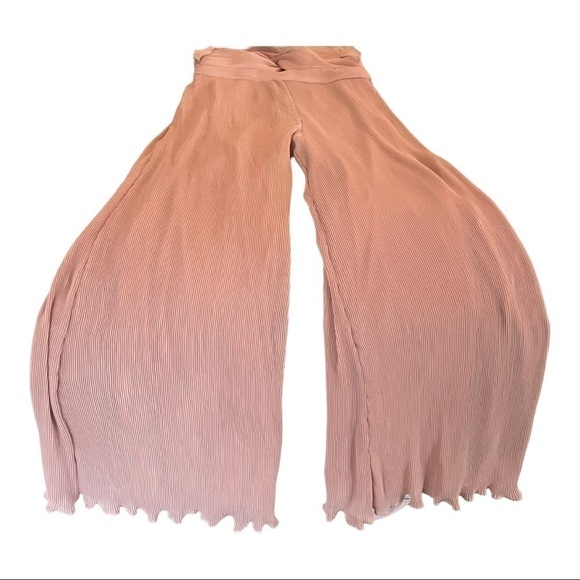 Floret studios womens plisse pleated wide leg jumpsuit medium dusty mauve - Picture 10 of 12